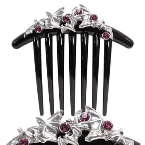 Alchemy Gothic Bats Hair Comb Slide Lolita Rockabilly Witchy Punk Rare Vintage - Picture 1 of 4